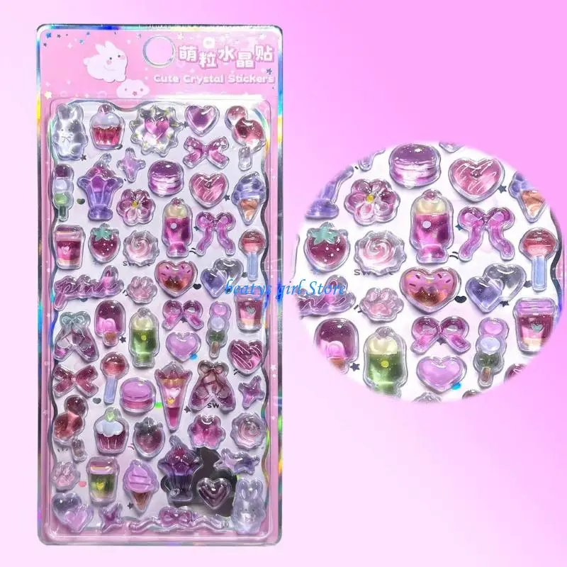 

C7AB Reusing Tiny Sticker for Phone Case Notebook Handcraft Puffier Sticker for Kids, 3D Design Sticker for Boys Girls