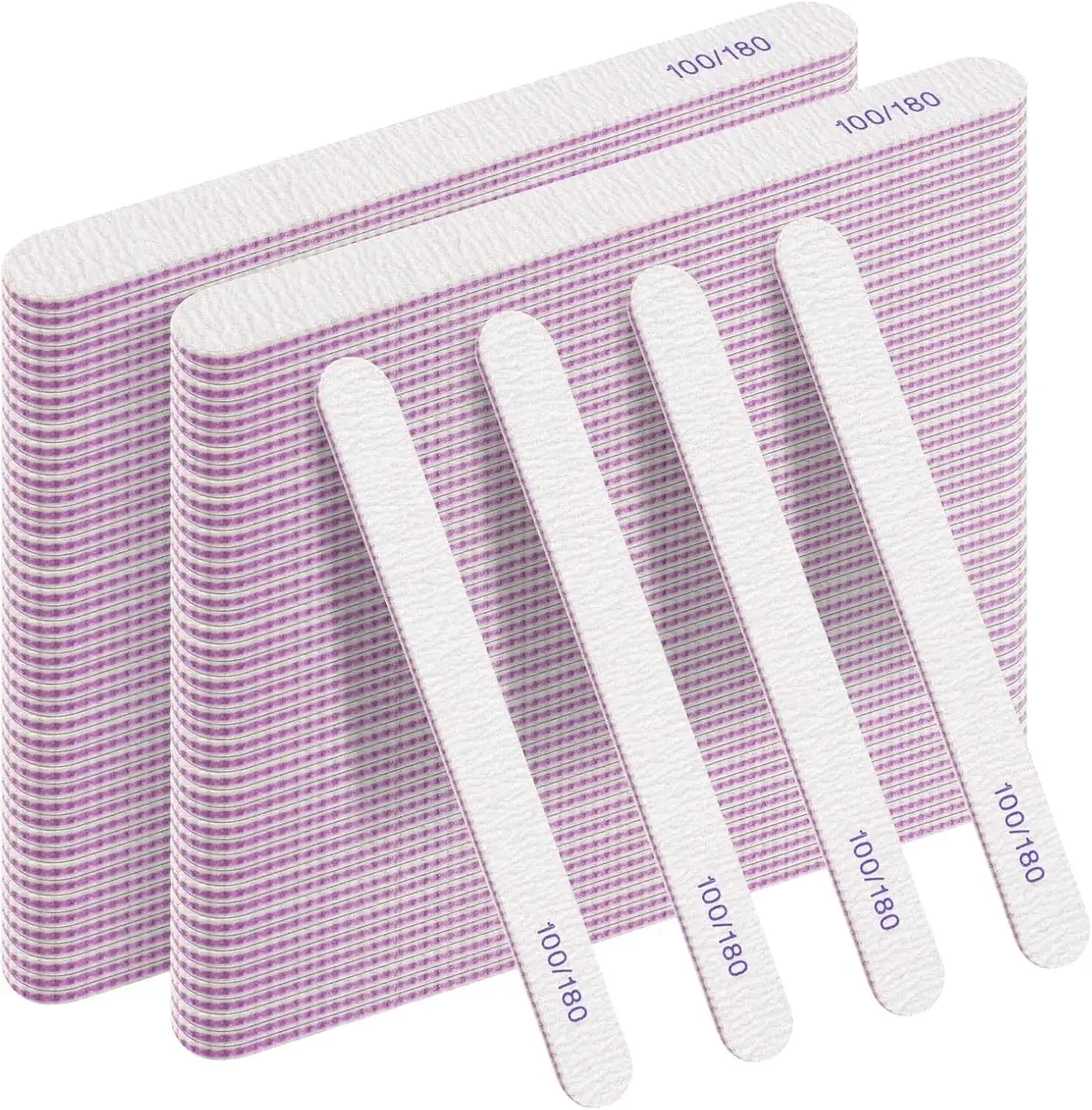 5/10/20 Pcs Double-Sided Nail Files | 100/180 Grit Emery Boards | for Acrylic & Natural Nails | Salon & Home Manicure Tools
