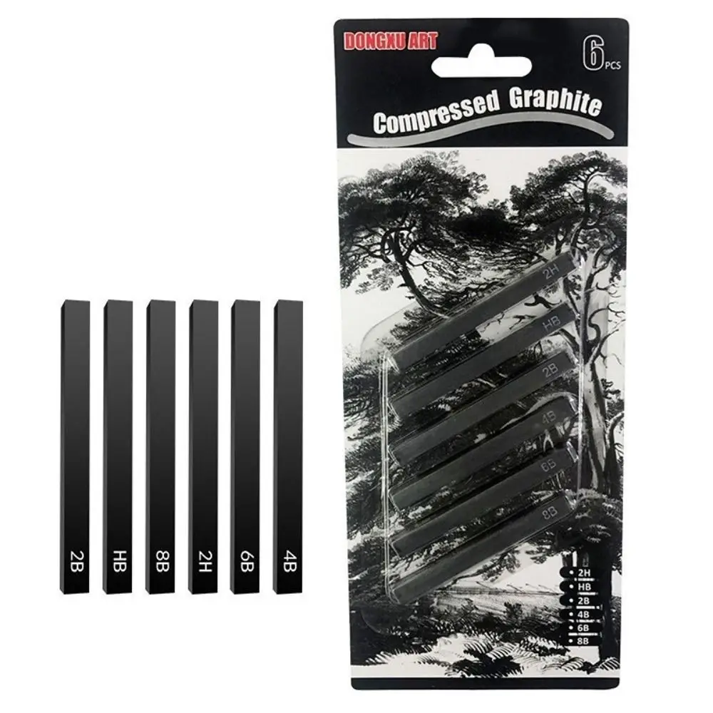 

Professional 6pcs/Set Students Artist Drawing Graffiti Carbon Pen Compressed Carbon Bar Art Supplies Square Carbon Stick
