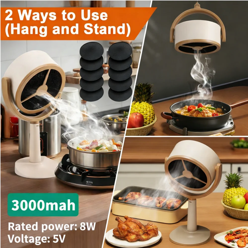 USB Desktop Range Hoods Rechargeable Exhaust Fan Adjustable Angle USB Plug for BBQ Hot Pot Kitchen Appliance Mini Fan Range Hood