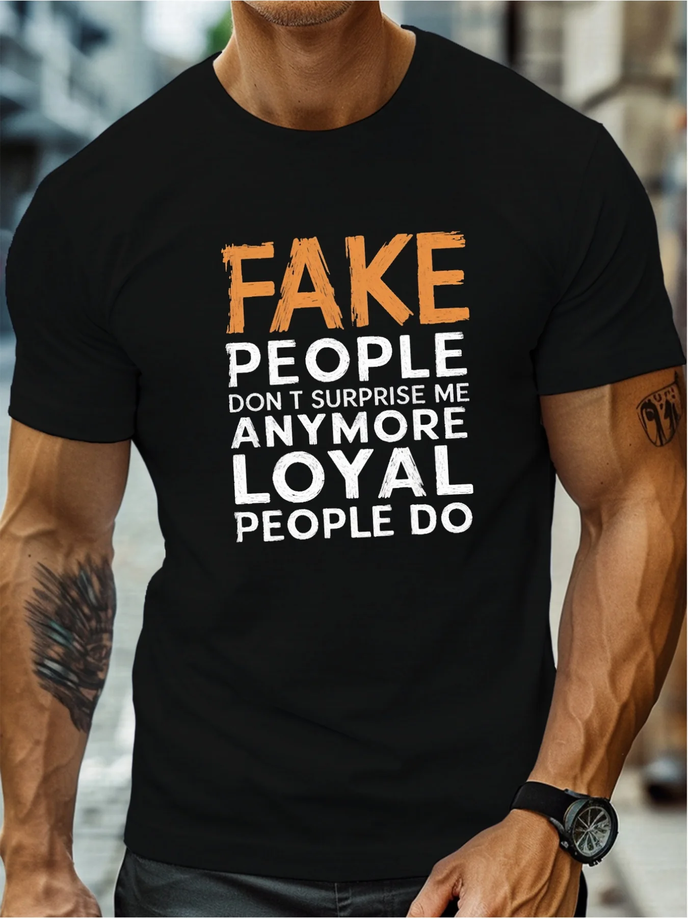 

Мужская хлопковая футболка свободного покроя с жирным принтом «Loyal People Surprised Me», белая повседневная футболка с короткими рукавами на лето