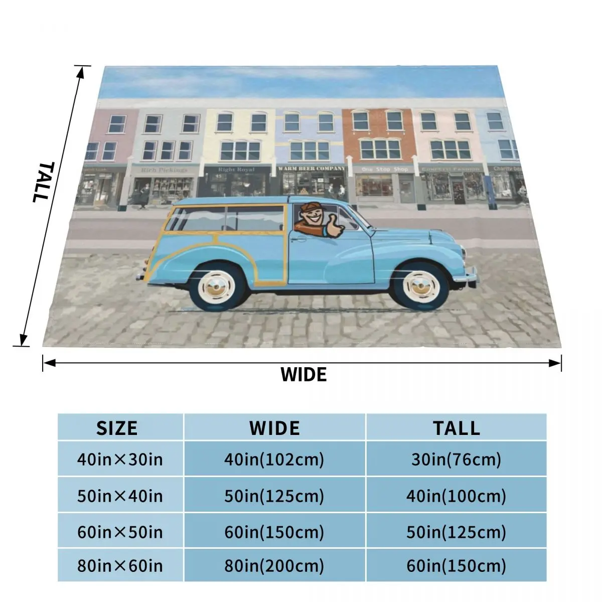 Morris Minor Traveller in Bermuda Blue Throw Blanket Sleeping Bag Blanket Sofa Throw Blanket Moving Blanket