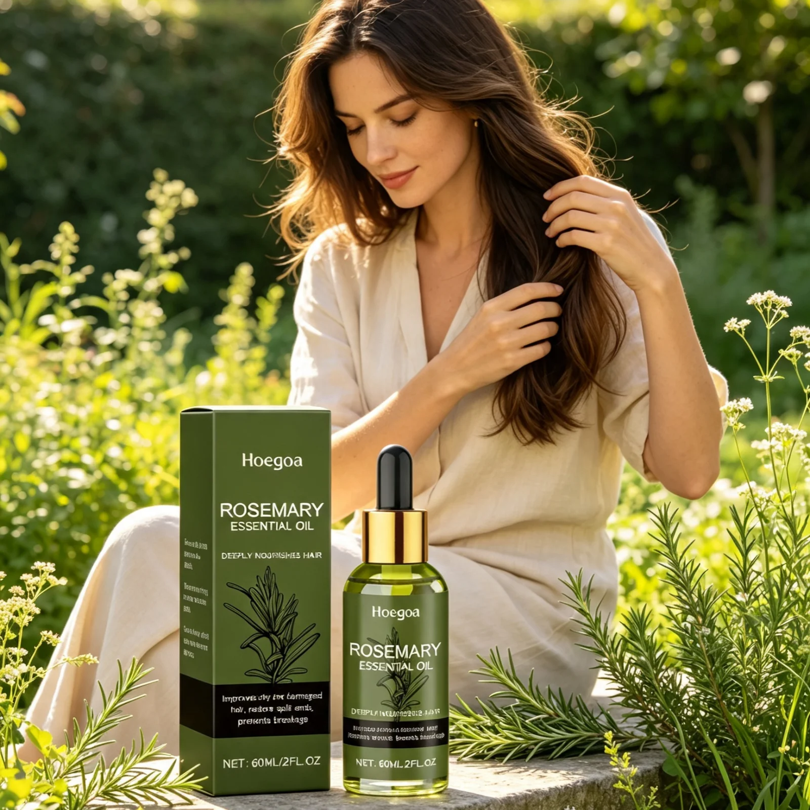 Hoegoa Rosemary Essential Oil Deeply Nourishing Scalp Improve Scalp Environment Relieve Dry Repair Damaged Hair Care Oil 60ml