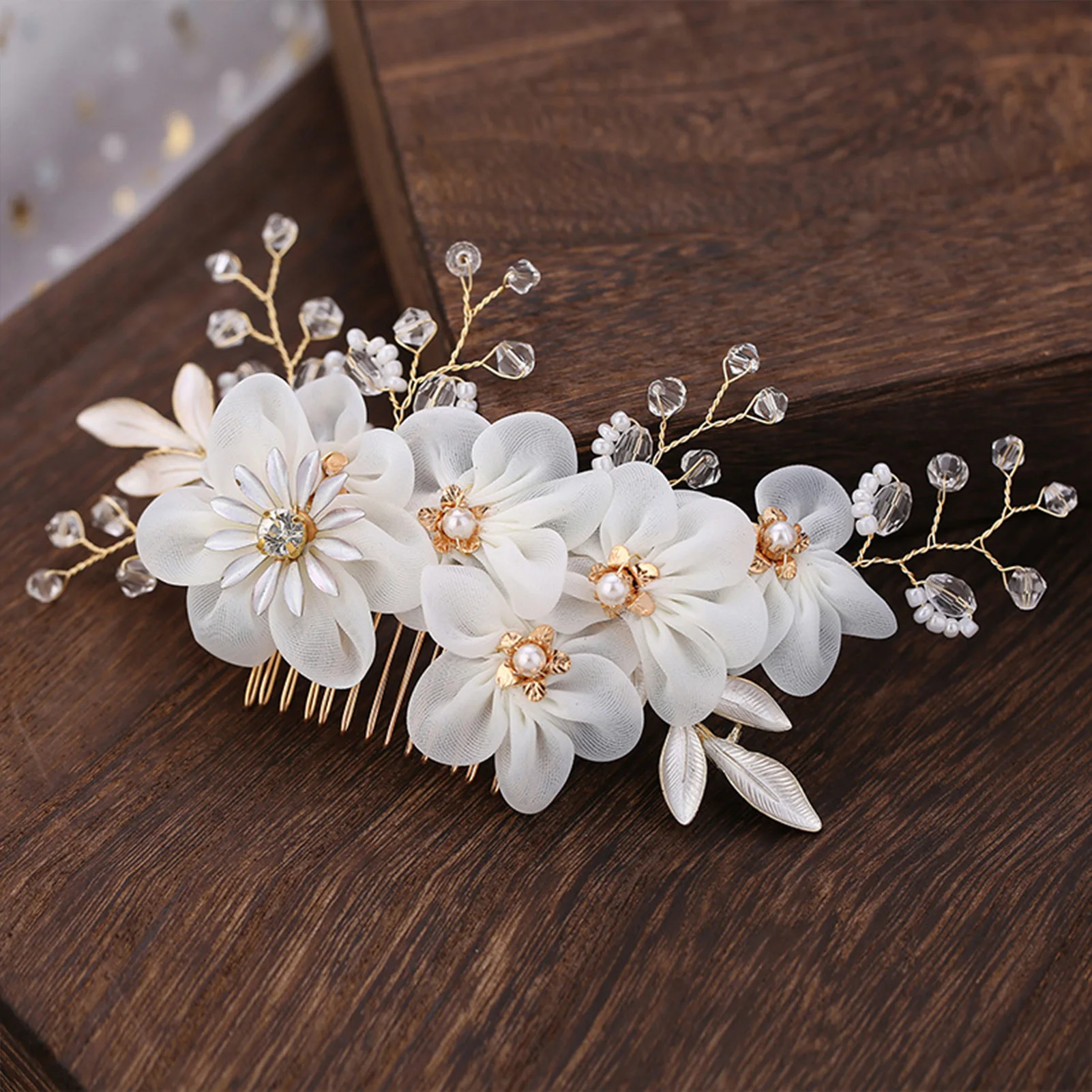 Flower Pearl Crystal Hair Clip Casamento Hair Comb Hairpin Headbands para a Noiva Mulheres Acessórios para o cabelo do casamento Jóias Tiara Gift