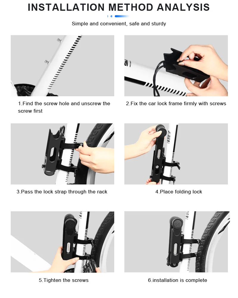 Candado plegable para bicicleta con alta seguridad antirrobo MTB - imagen 4