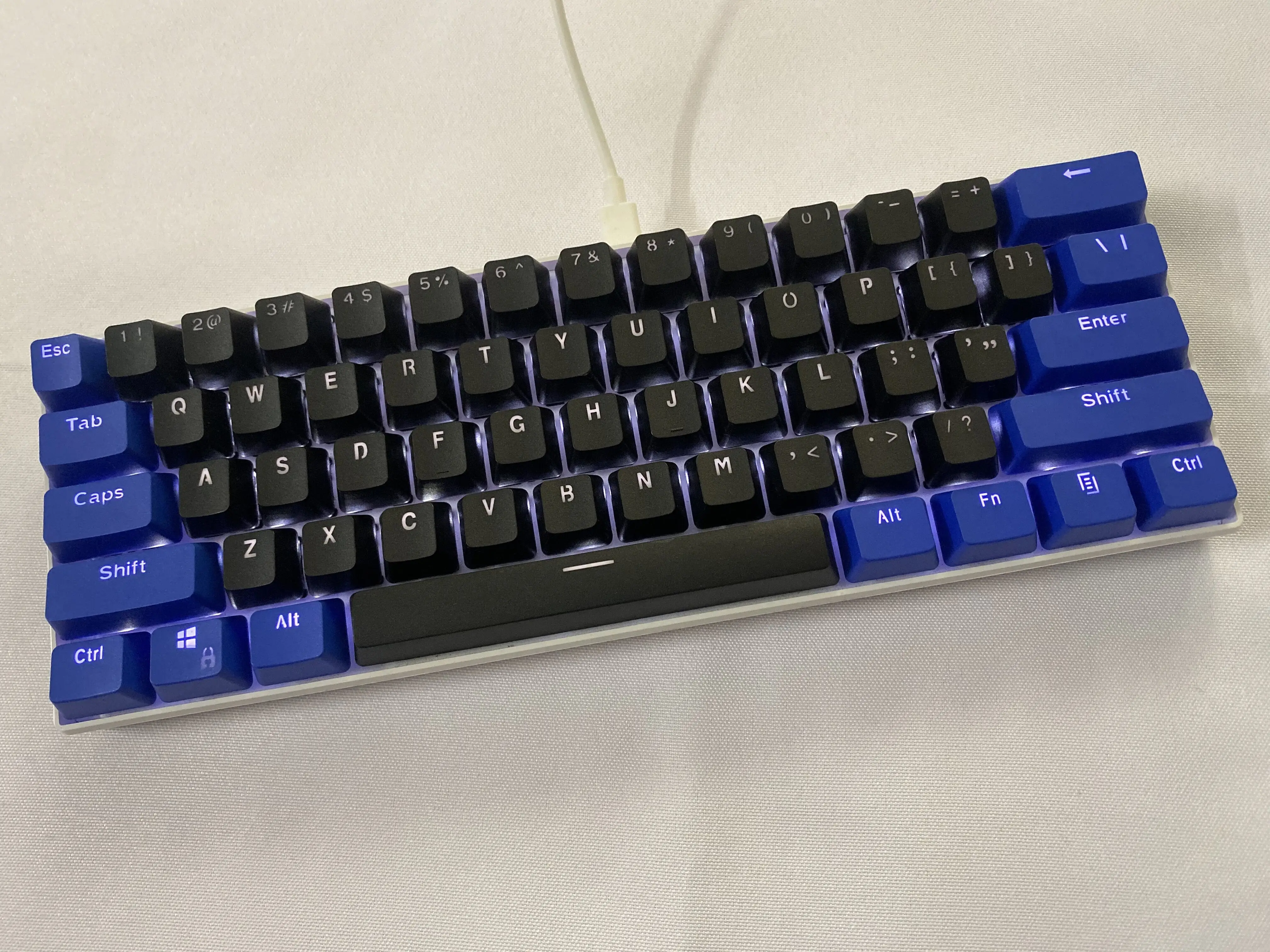 (Keycaps Only Sold)Dark Blue Black RK 61 Keycaps PBT Material OEM Height, Backlit Two-Color Mechanical Keyboard Keycaps