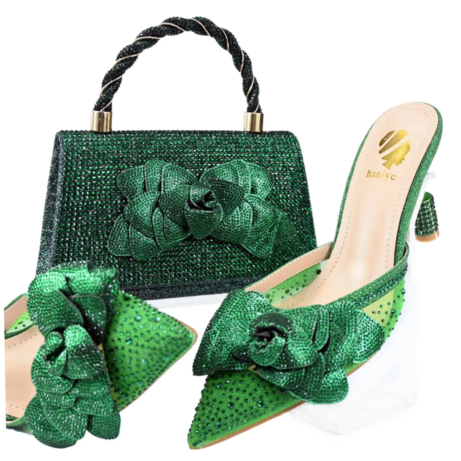

doershow fashion green Italian Shoes With Matching Bags African Women Shoes and Bags Set For Prom Party Summer Sandal! SQ1-1