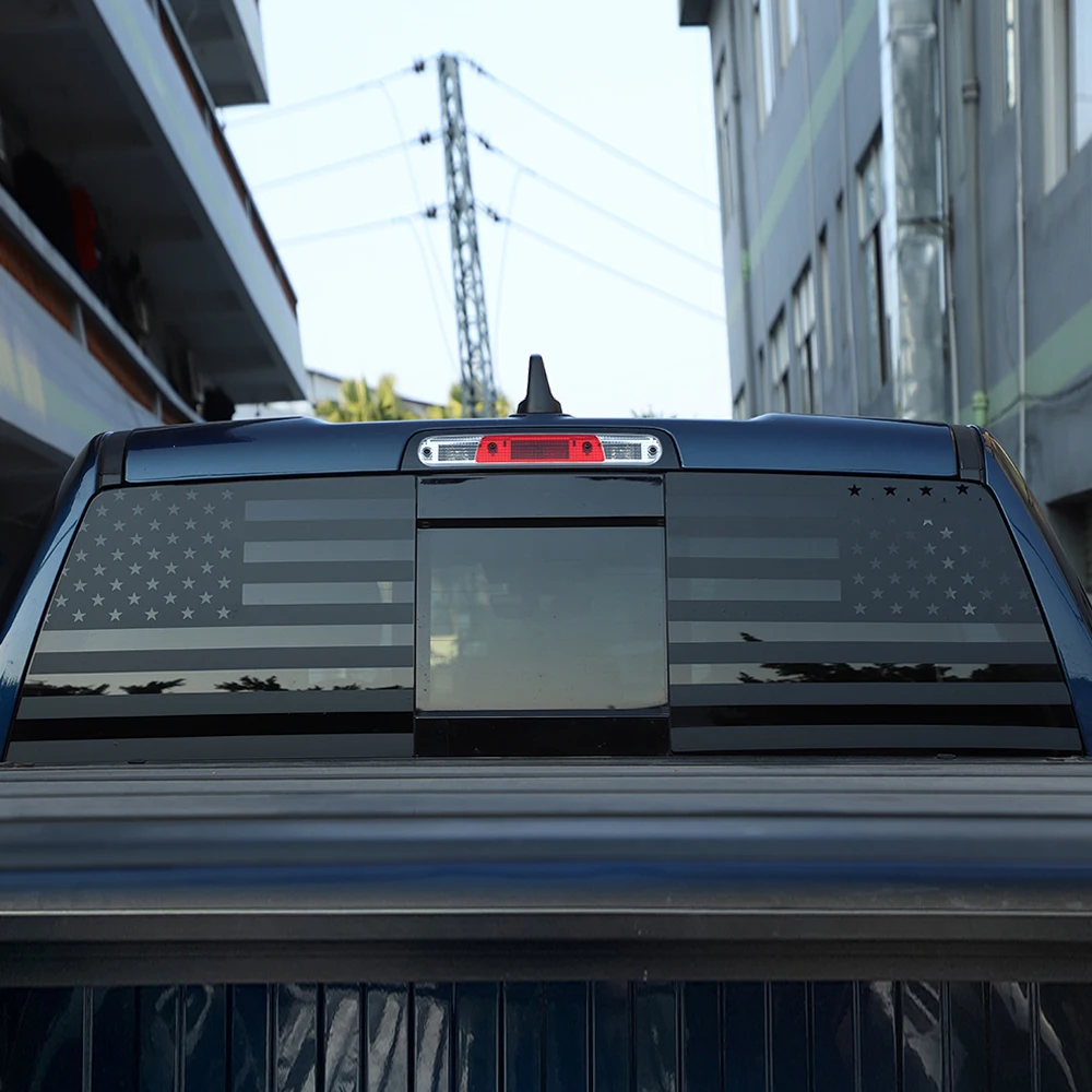 ل دودج رام 2009-2025 ملصقات نافذة السيارة الخلفية الزجاج الأمامي الخلفي ملصق مائي الولايات المتحدة الأمريكية العلم غطاء PVC الكسوة الملحقات الخارجية