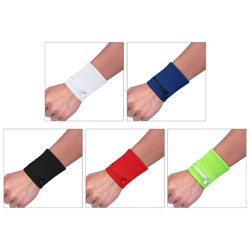 YD61 Wristband with Zipper Wrist Wallet Multi-colors Wrist Support Coin Keys Storage