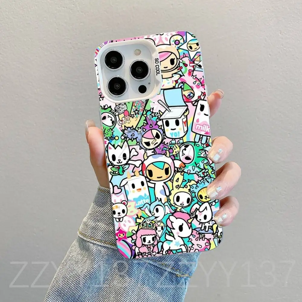 حافظة هاتف Tokidokis اليابانية لهاتف iPhone 16,15,14,13,12,11,8,7,Pro,Max,Plus,Mini,XS,SE غطاء مقاوم للصدمات من الحلوى البيضاء غير اللامعة