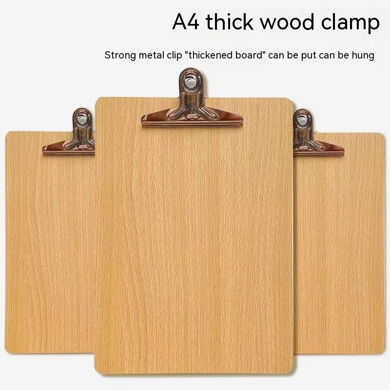 Thicken A4 A5 Wooden Clipboard for Student Writing Pad File Folder Board Clamp File Storage File Folder Fillet Design Office