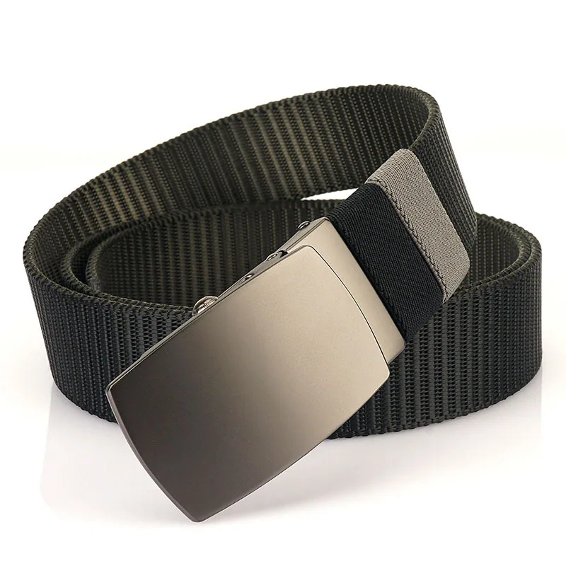 New 3.5 roller automatic buckle nylon waistband for men's casual versatile, replaceable double-sided tank pattern belt