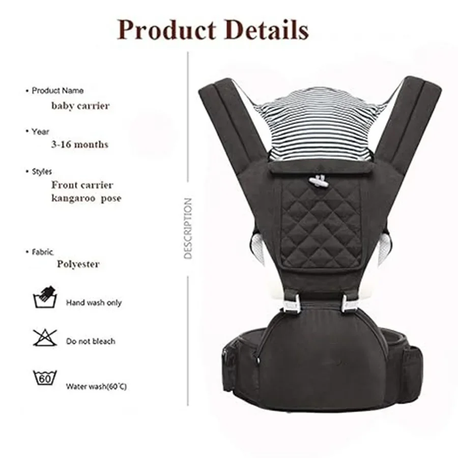 Baby Carrier Comfortable Breathable Safety New Born Baby Wrap Carrier with Support Wholesale