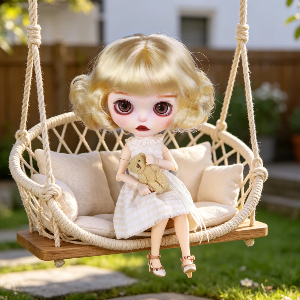 ICY DBS Blyth Doll 1/6 BJD Gold Short Hair Customized Hand Carved Eyebrow, Lips, and Facial Gifts, Including Nude Dolls, etc