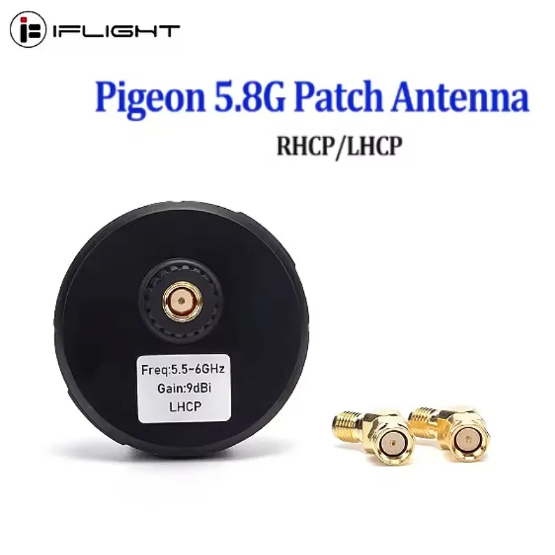 IFlight Pigeon 5.8G Circular Polarization Directional 9dBi Gain FPV Patch Antenna RP-SMA LHCP RHCP with 2PCS 45 Degree Adapter