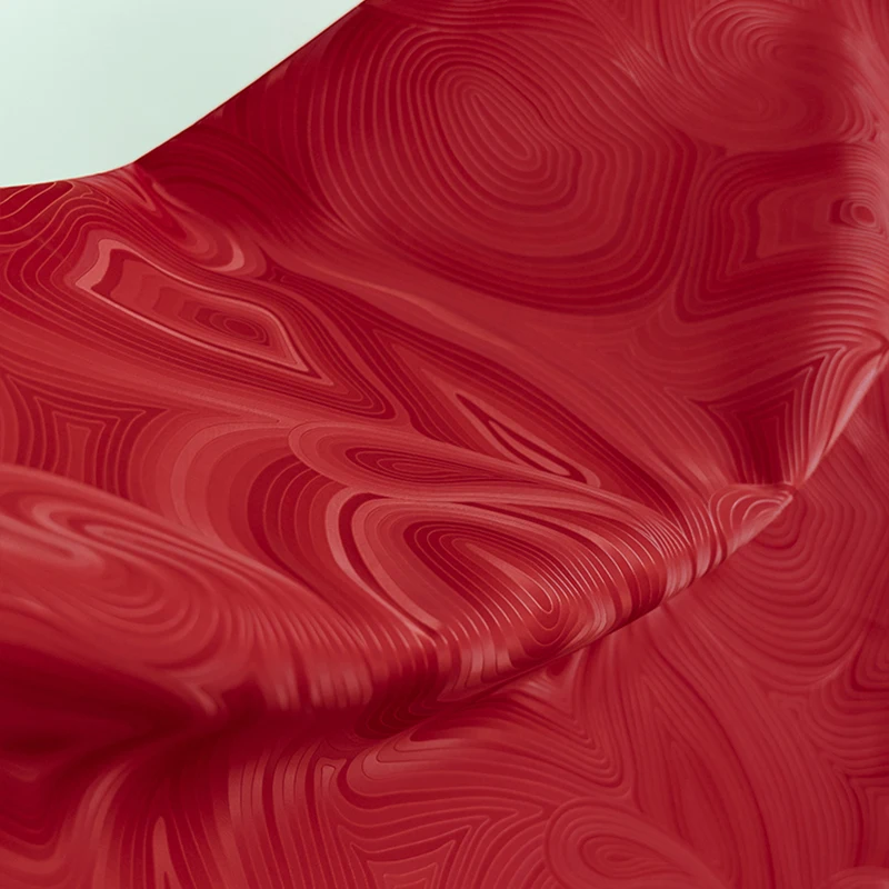 물결무늬 가죽 원단 연도 링 패턴 PU 가죽 반사 원단 DIY 브러시드 실루엣 재킷 디자이너 원단