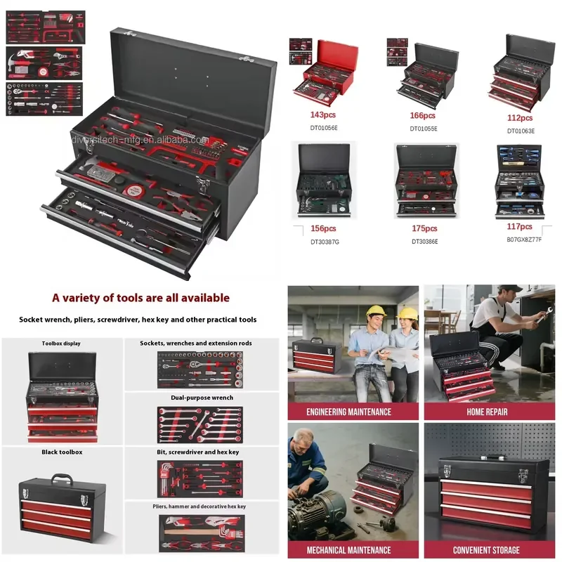 

【CHIMU HOME】 175-Piece Hand-Operated Multi-Tool Set with Dual-Drawer Lockable Hard Case for Automotive Repair