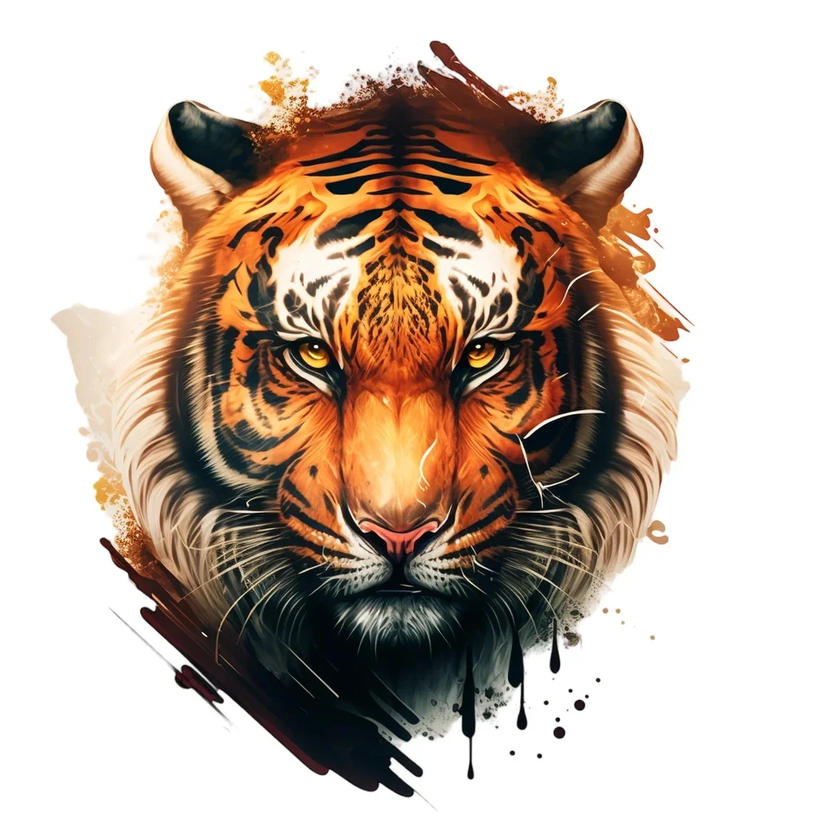Watercolor Tiger Wall Stickers, Vinyl Decal for Toilet Lid, Cabinet, Door, Refrigerator Decoration, Car Decals, Art Wallpaper