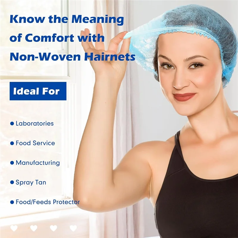 ABVT-500 Pcs Disposable Bouffant Caps Bulk 21 Inches Disposable Caps For Hair Elastic Dust Cap Hairnets For Food Service