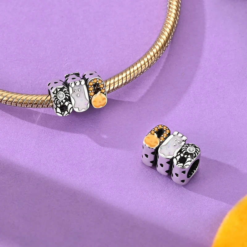New Original 925 Sterling Silver Luminous Halloween Letter String Decoration DIY Women Exquisite Halloween Party Jewelry Gifts