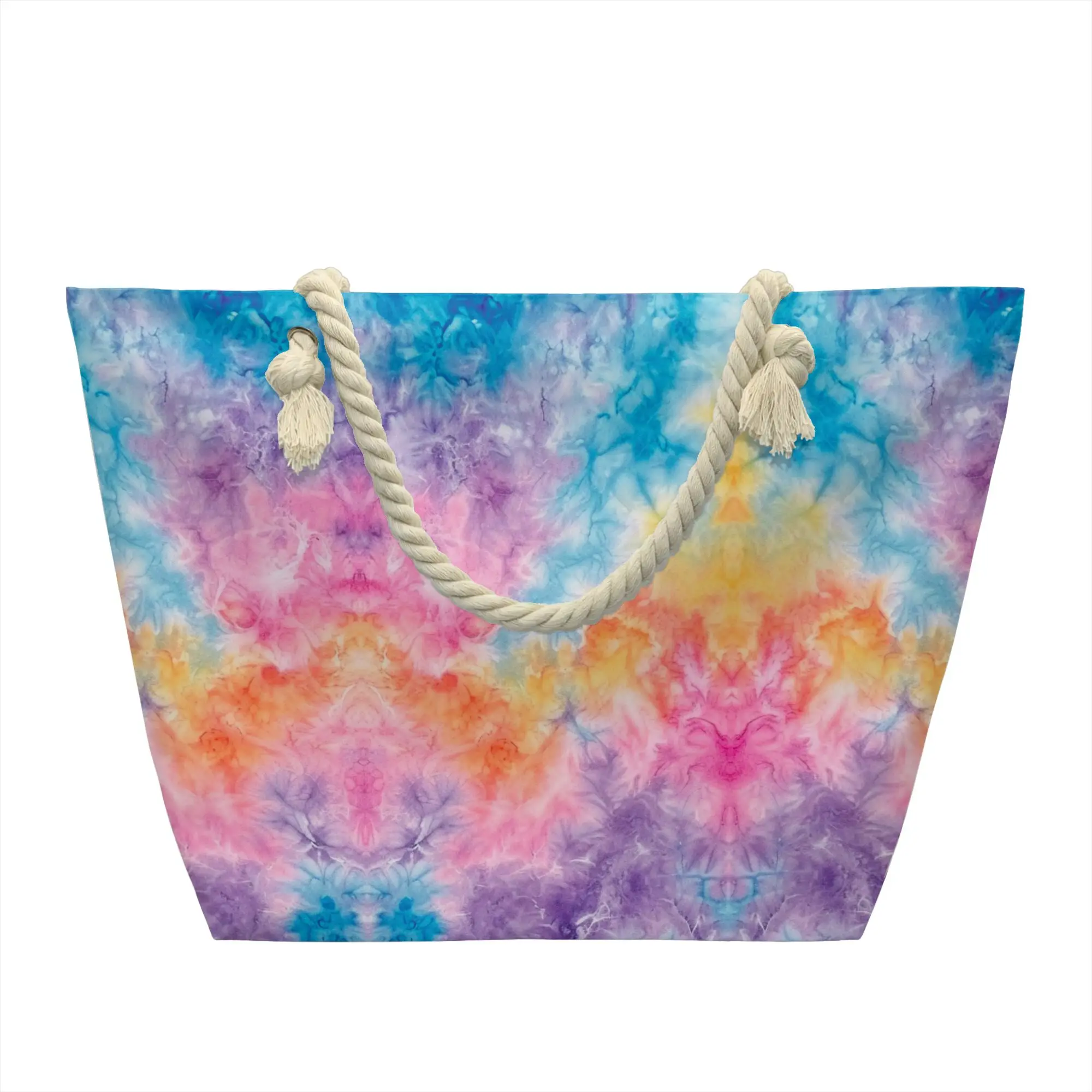 Tie Dye Grocery Shopping Tote Bags Women Custom  Canvas Shopper Shoulder Bags Large Capacity Handbags