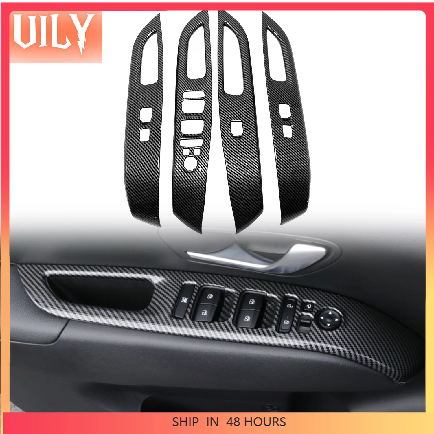 For Hyundai Tucson NX4 2022 2023 LHD Car Accessories Window Rise Lift Control Switch Panel Cover Trim ABS Carbon Black 4PCS