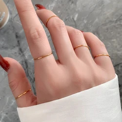 0.5MM Minimalist Extremely Thin Ring Simple Smooth Smooth Knuckle Rings Gold Silver Color Finger Ring For Women and Men Gifts