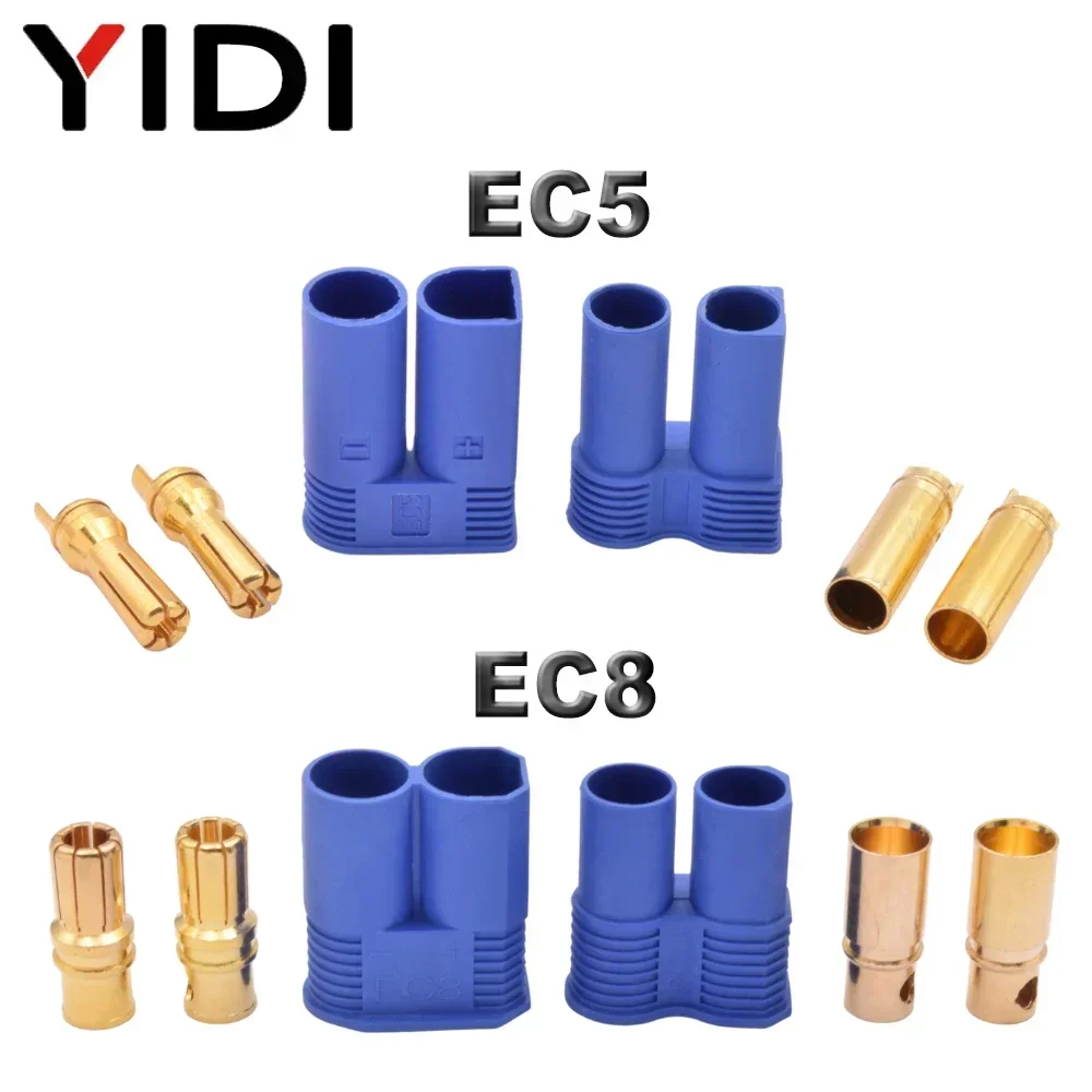 5/10 Sets T Plug EC2 EC3 EC5 EC8 Bullet Banana Plug Lipo Battery Connector Terminal Socket Male Female DIY RC Airplane Aircraft