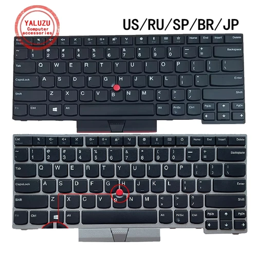 Teclado para ordenador portátil US/RU/SP/BR/JP para Lenovo E480 E485 E490 E490S E495 L380 L390 L480 L490 R480 R490 T480S T490 T495 T14 P14S