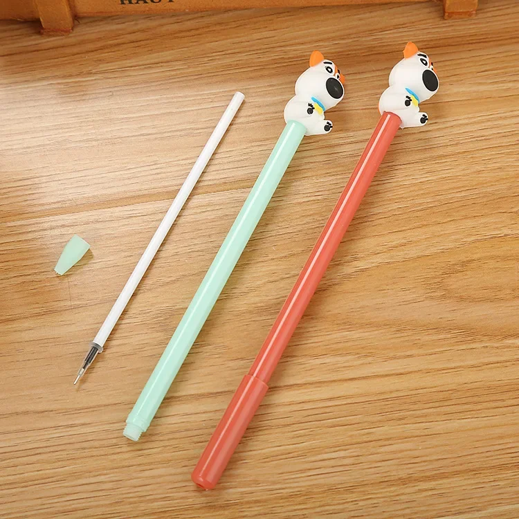 A 50PCS Creative Three-dimensional Silicone Dumbfounded Dog Neutral Pen, Cute Cartoon Learning Stationery Office Supply Water-ba