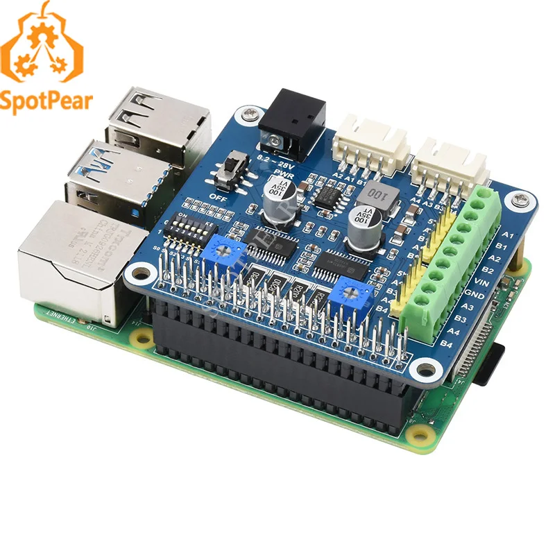 Raspberry Pi HRB8825 Stepper Motor HAT napędza dwa silniki krokowe do 1/32 Microstepping