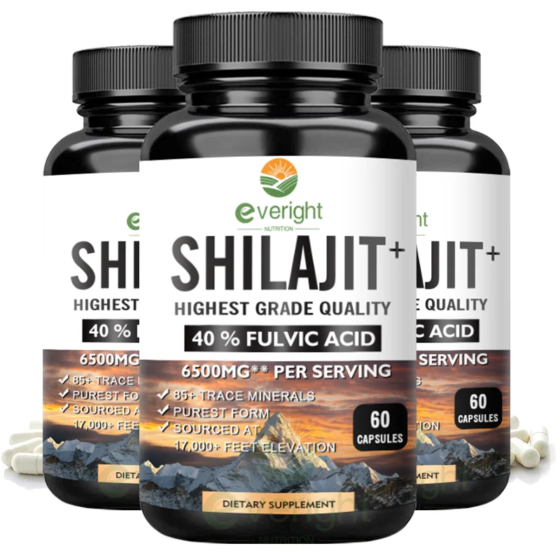 Shilajit Capsules 6500mg with 40% Fulvic Acid | Authentic Himalayan for Energy, Muscle Strength & Immunity, Endurance for Body