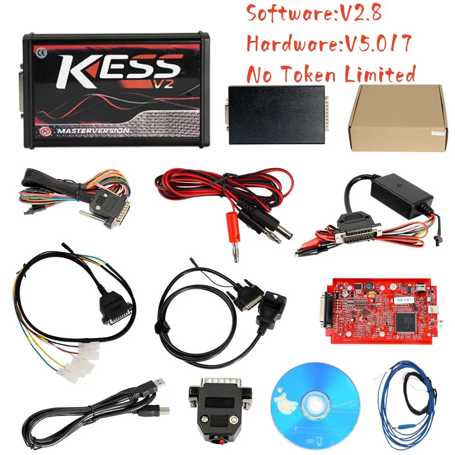 إصدار Kess V2 V5.017 EU SW V2.8 مع إصدار PCB أحمر عبر الإنترنت يدعم 140 بروتوكول بدون رمز محدود