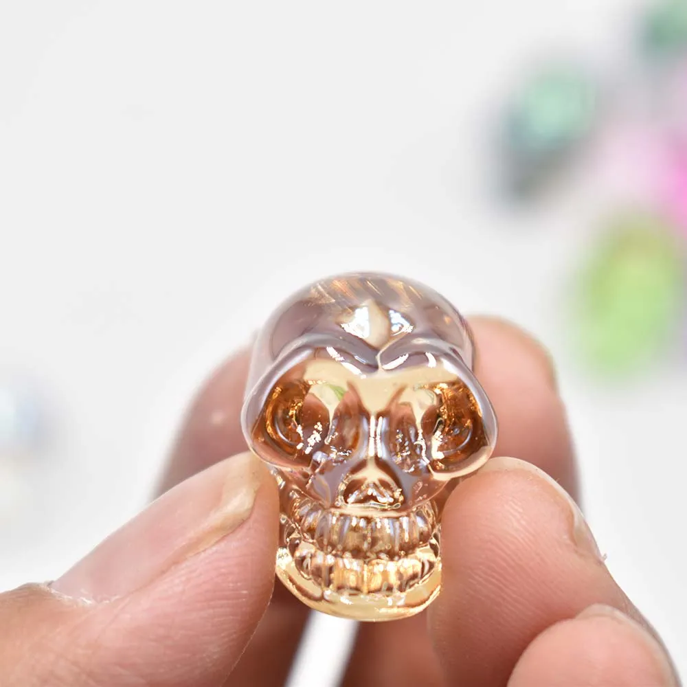 Großhandel 12 Stück/Set, modische, hochwertige Anhänger aus gemischtem Glas in Totenkopf- und Skelettdesign für DIY-Schmuckherstellung, kostenloser Versand. – Detail 27