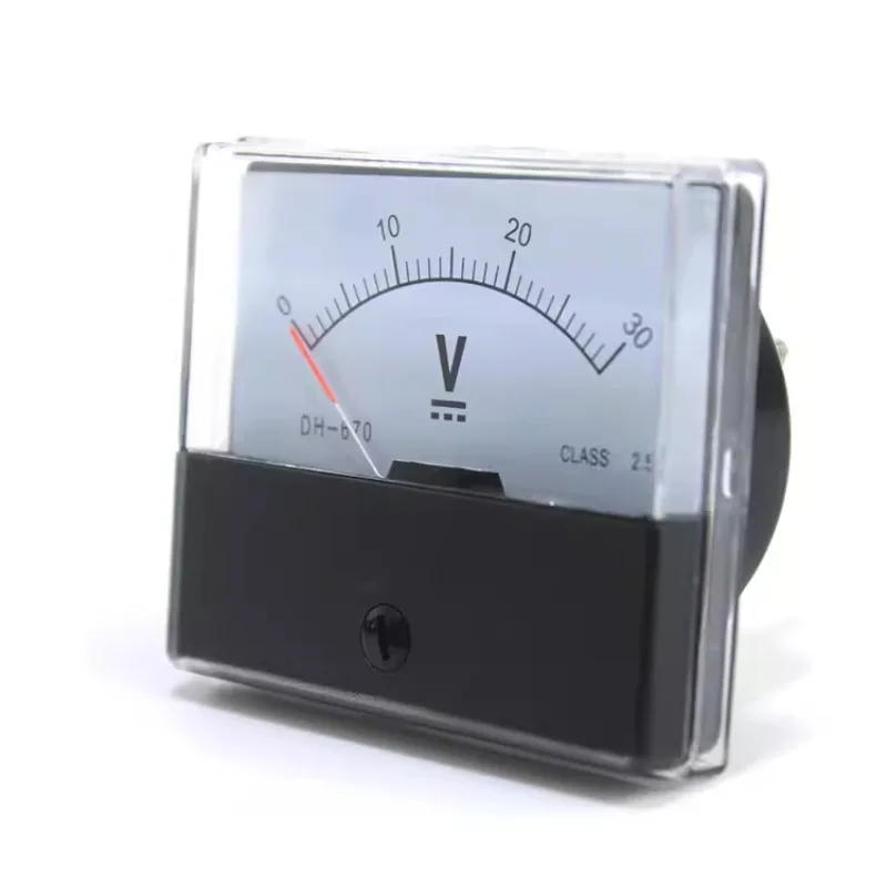 1PC DH-670 Zeiger Analog DC Voltmeter 5V 10V 15V 20V 30V 50V 100V 70*60mm Genauigkeit 2,5 0-500V – Detail 3