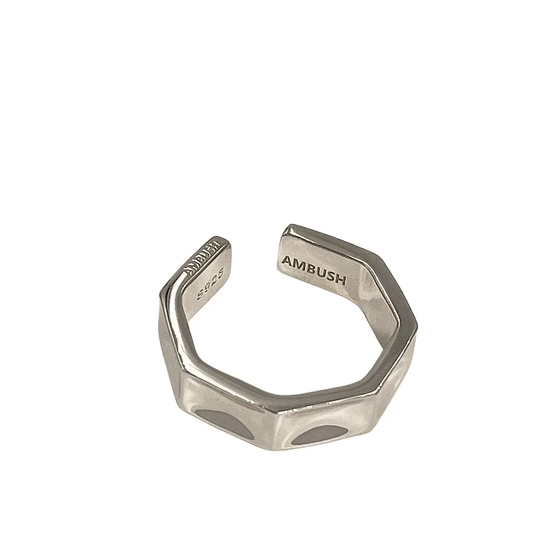 خواتم إصبع من الفولاذ المقاوم للصدأ للرجال والنساء ، فتحة هندسية ، سطح ناعم قابل للتعديل ، مجوهرات زفاف للأزواج ، الموضة ، 1 way