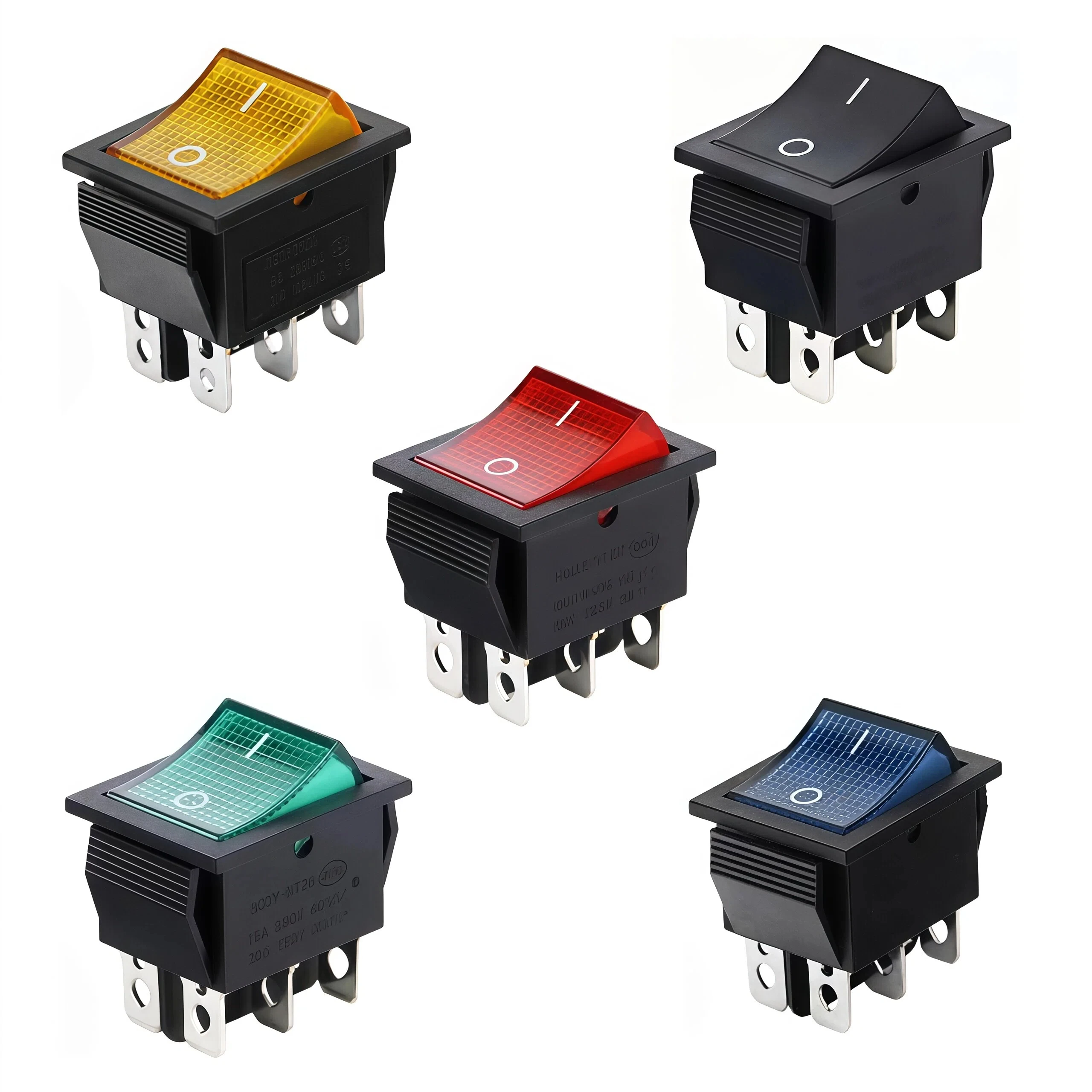 

1/5 шт. KCD7 2-позиционный 6-контактный кулисный переключатель тумблер красный со светодиодом 16А 250 В доступен красный/зеленый/черный/желтый/синий