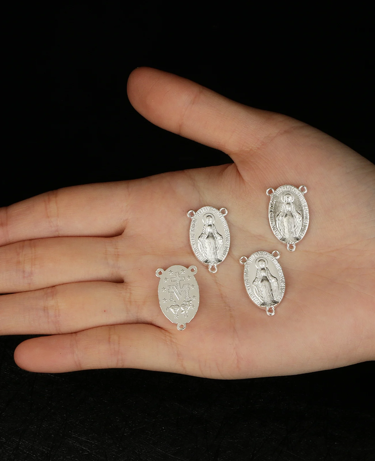 وصلات جزء من أجزاء الوردية من ميدالية ماري العذراء ، قطع مركزية من سيدة ميدالا ميلاجروسا ، إكسسوارات مجوهرات تصنعها بنفسك ، 10: