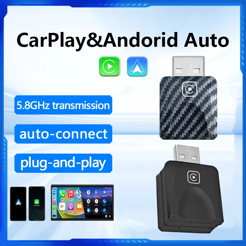 

2 in 1 Wireless Carplay Adapter for Apple iOS and Android Auto Smart Box Plug and Play For Volkswagen Toyota Peugeot Volvo Kia
