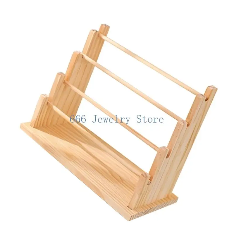 منظم مجوهرات خشبي مصنوع يدويًا F2TD مع حامل عرض بقاعدة ثابتة مع حبيبات طبيعية للأساور والإكسسوارات