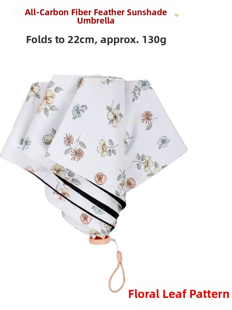 

Portable Floral Print Umbrella Ultra-light Sunade Sun Bloing Sun Umbrella Bla Glue Qingyun Two-way Umbrella for Women