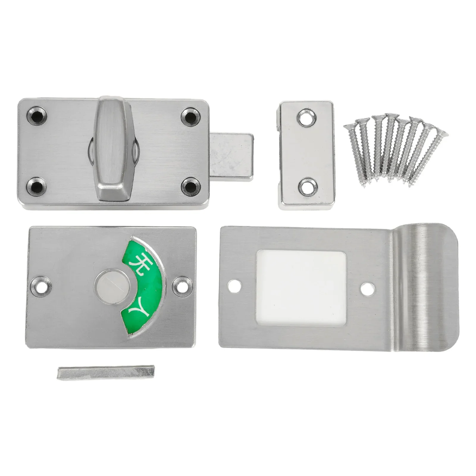 Aluminum Alloy Restroom Stall Lock With Red Green Indicator For Occupancy Signaling In Hospitals Shopping Centers