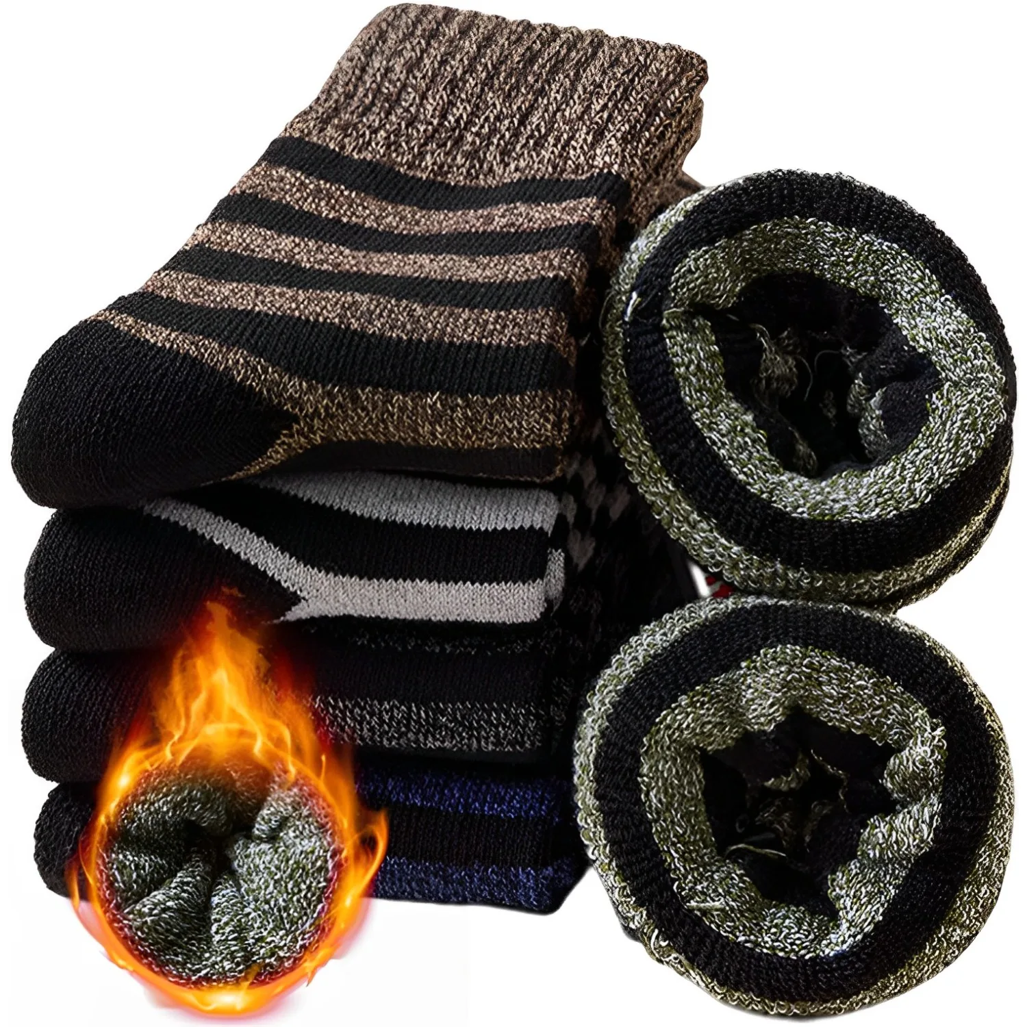 

5Pairs Winter Warm Thicken Wool Merino Socks Women Towel Keep Warm Winter Socks Cotton Against Cold Snow Russia Socks for Man