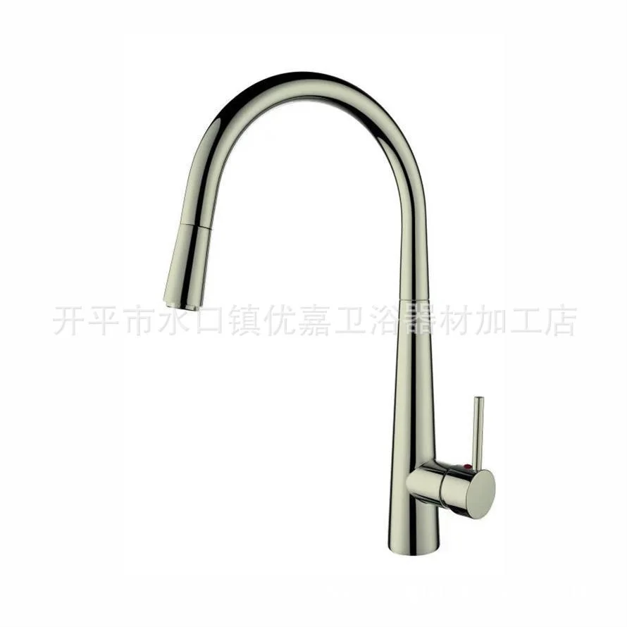 Kaiping Youjia Bathroom Copper Wire Drawing Hot and Cold Kitchen Faucet Household Sink Single Handle Pull Rotatable 4603