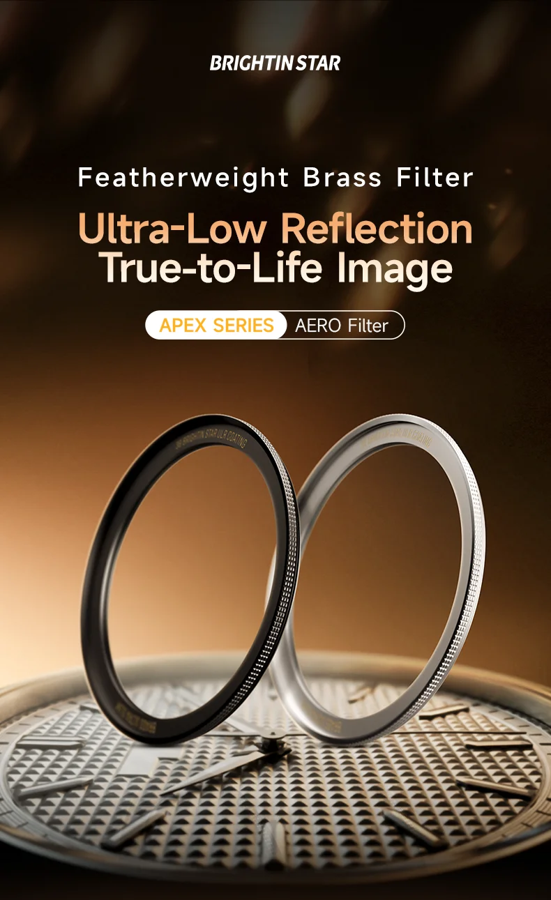 Brightin Star AERO UV-Filter, Schott B270 Glas, Ultra-Slim Messingrahmen, 28-lagige Nano-Beschichtung, wasserabweisend für Kameraobjektive – Detail 4