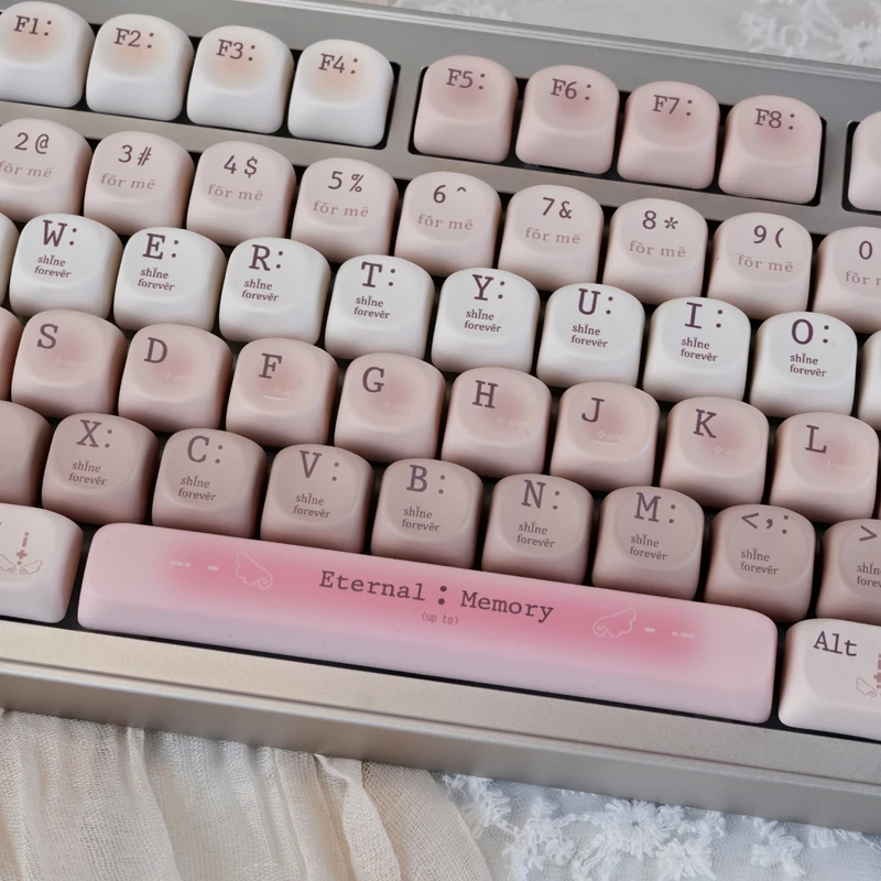 

Romantic pink Keycaps Doubleshot Dyesub PBT keycap 130 keys set for 60% 65% 75% TKL 96% 100% MX Switch Mechanical Keyboard