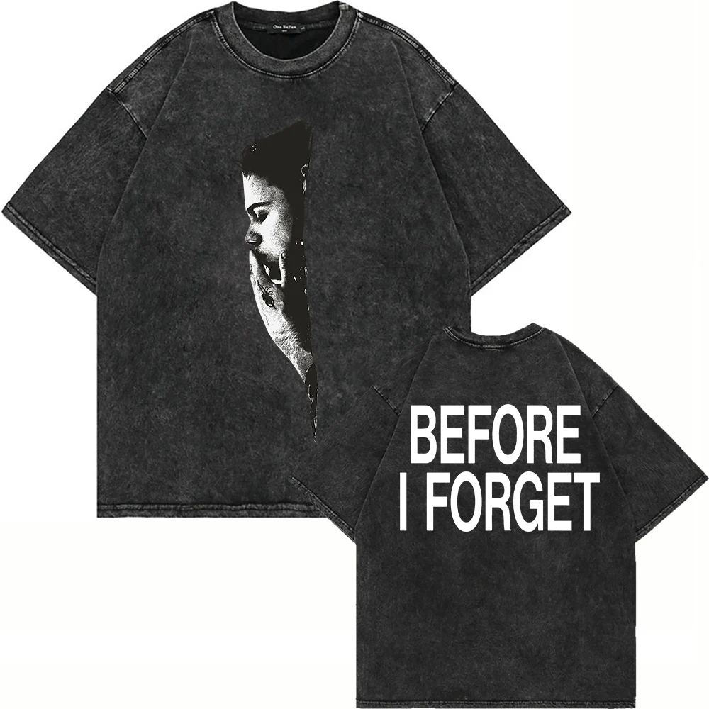 100% Cotton Vintage Washed The Kid LAROI Before I Forget T Shirt Fashion Men/Women Retro Oversized Loose Acid Wash Tees Shirts
