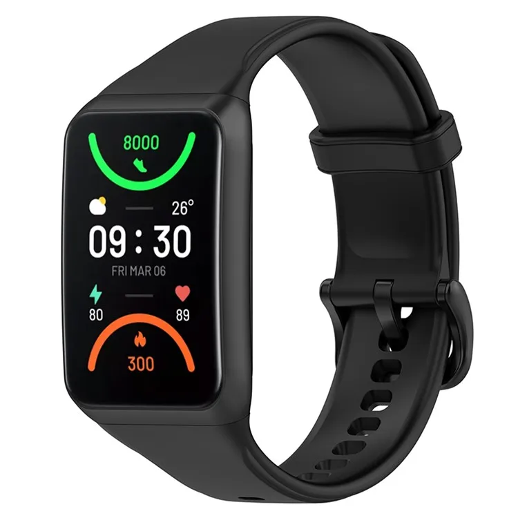 

For Oppo Band 2 Soft TPU Watch Band Quick Release Replacement Sports Watch Strap - Black