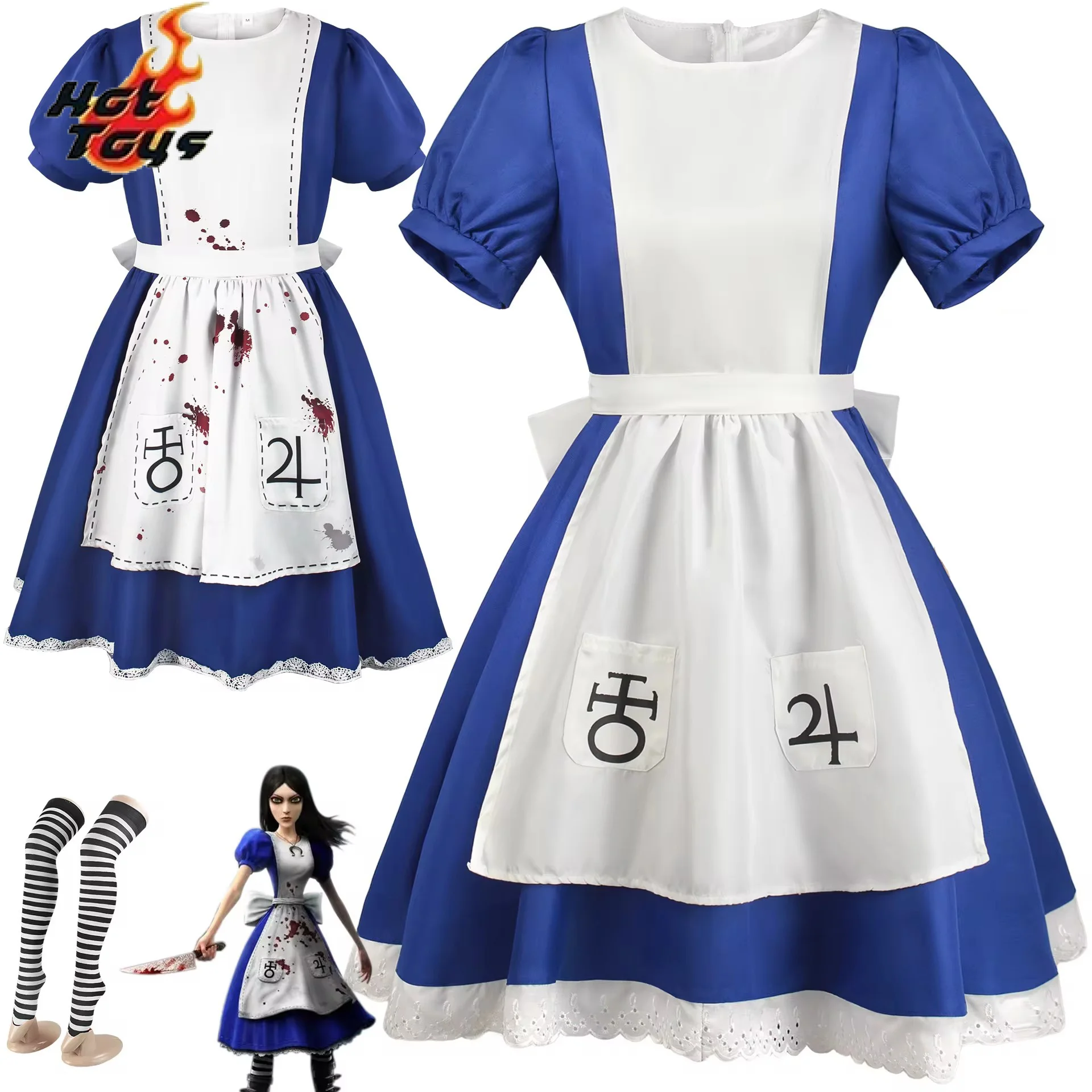 Vestido de Princesa Alicia para mujer y niña, delantal de mucama, disfraz de Cosplay de Alicia, juego Madness Returns, fiesta de Halloween
