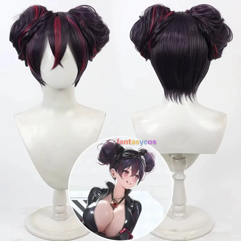 Nikke Wig Cosplay dewi kemenangan, Wig kostum Cosplay dengan roti tahan panas rambut sintetis pesta Halloween, Wig kostum permainan peran